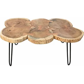 Konferenční stolek LEVNO Konferenční stolek Thes - přírodní/černý - 47x150x45 cm Nové