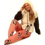 Extra teplé huňaté pyžamo na zimu pro ženy s kapucí HELLO Zamilovaná panda 1Z1551 béžová m