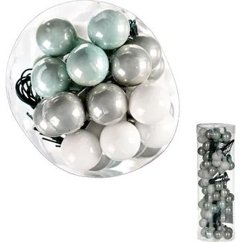 DEKORACE - kuličky sklo MIX BAREV Ø 1,5 cm Barva: zelenobílá