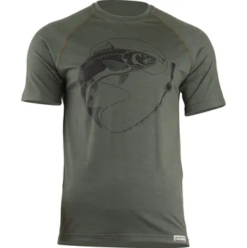 SALMON pánské merino triko - Zelená 6262 / S / Zelená