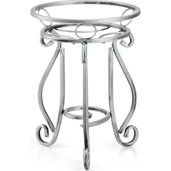 Stojan na květiny Kovový dekorativní stojan na květiny 37 x 29 cm stříbrný