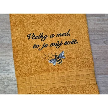 Ručník Ručník pro včelaře hořčicový 450g Včelky a med, to je můj svět