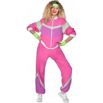 Karnevalový kostým SUPER Kostým Disco Teplákovka Dámský S 9910377 BZ Růžový Teplákovka Retro z 80. let