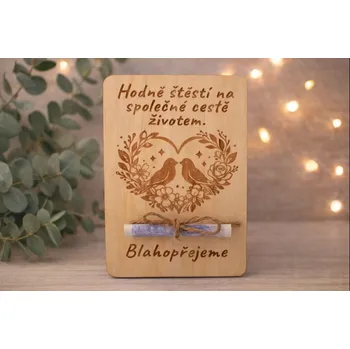 Dary dřeva Dřevěná karta na peníze na svatbu