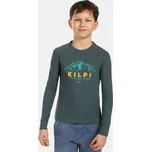 Chlapecké bavlněné tričko s dlouhým rukávem Kilpi VERATI-JB tmavě zelená 146