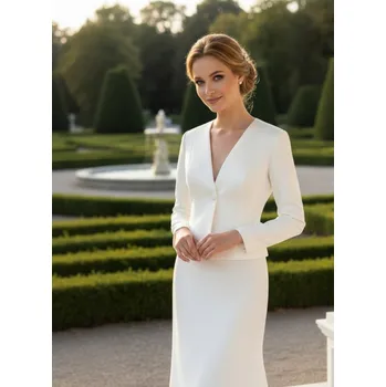 Bolerko Saténový svatební kabátek smetanový BF-200 Vybraná velikost: L