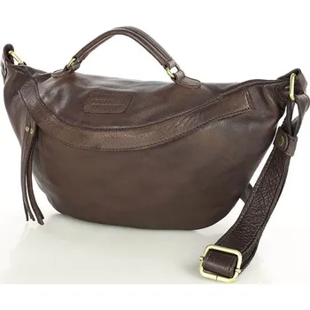 Ledvinka Dámská kožená kabelka do pasu crossbody listonoška Barva: Tmavě Hnědá