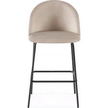 Barová židle Barová židle velurová, nohy z práškově lakované oceli, Plush Dome béžová