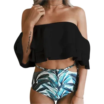 Dámské plavky PLAVKY BIKINI DVOUDÍLNÉ ŠPANĚLSKÉ VOLÁN VYSOKÝ PAS M