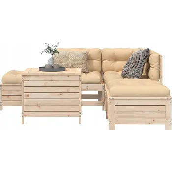 VidaXL 6dílná zahradní souprava, masivní borové dřevo