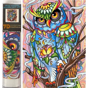 Diamantové malování Norimpex 7D Hlídkující sova 30 × 40 cm