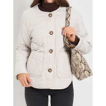 Dámský kabát Sinsay - Prošívaná bunda na knoflíky - krémová - 361HC-01X - 361HC-01X-XXL