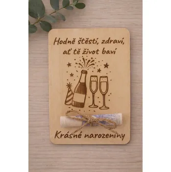 Dary dřeva Dřevěné přání na peníze a bankovky