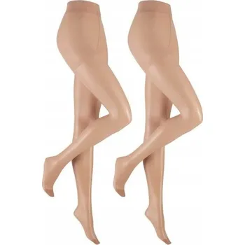 Dámské punčochy 2 x Sametové punčocháče Hudson LILLY LAFINA 15 bez elastanu, béžová Havanna, velikost S