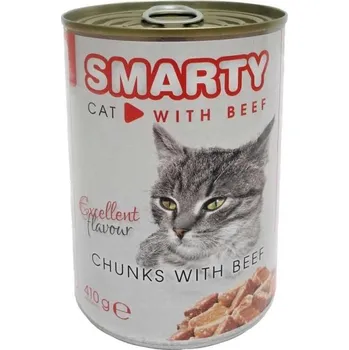 Krmivo pro kočku SMARTY Cat Hovězí chunks, konzerva 410 g