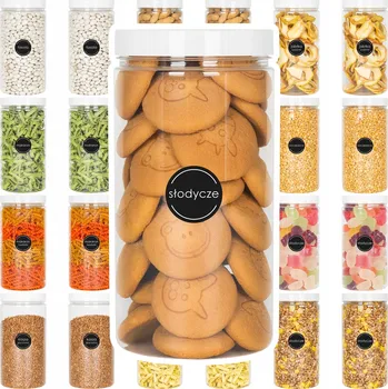 Dóza na potraviny 24 x ZAVAŘOVACÍ SKLENICE NÁDOBA NA POTRAVINY SYPKÉ VÝROBKY 1,5L kamaju + SAMOPROVÉ ETIKETY