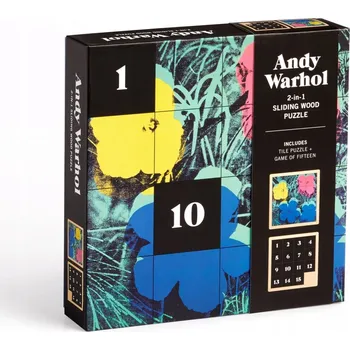 Puzzle GALISON Posuvné dřevěné puzzle Andy Warhol: Květiny 2v1 (16 dílků)