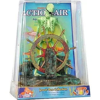 Dekorace do akvária PENN PLAX ACTION-AIR pohyblivá kostra u kormidla lodi 9x5,5x8cm -točí kormidlem