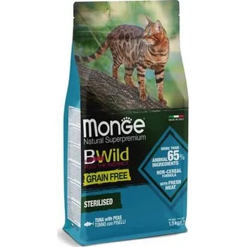 Krmivo pro kočku MONGE BWild Cat Grain Free Sterilised 1,5kg bezobilninové kompletní krmivo pro sterilizované dospělé kočky s tuňákem a h