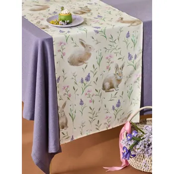 ubrus Sinsay - Velikonoční ubrus s motivem králíka a květin - krémová - 994HO-01X - 994HO-01X-ONE