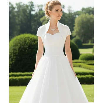 Saténové svatební bolerko s vysokým límcem ivory: BF-158 Vybraná velikost: 5XL