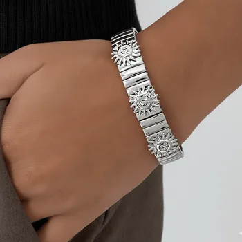 Náramek Luxusní stříbrný článkový náramek „Silver Sun Prestige“ z chirurgické oceli č. 1928