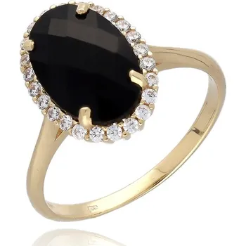 Prsten MOISS onyxový prsten ze žlutého zlata