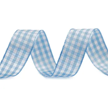 Stuha Károvaná stuha šíře 15 mm Varianta: 6 modrá světlá, Balení: 3 m