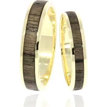 Prsten Zlatnictví Helios Snubní prsteny kombinace zlata a dřeva L-371