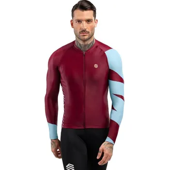 Pánské tričko SIROKO Pánský cyklistický dres s dlouhým rukávem M2 Road Trip Vínová L KAŠTANOVÁ