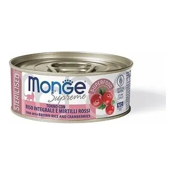 Krmivo pro kočku MONGE SUPREME STERILISED tuňák s hnědou rýží a brusinky pro kočky 80 g