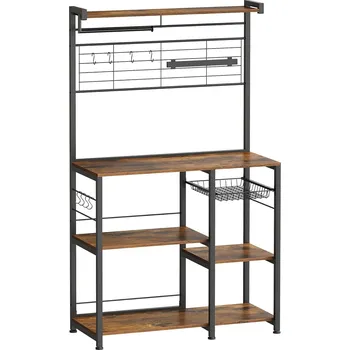 Obývací pokoj Kuchyňský regál Vasagle Shelfy hnědý/černý