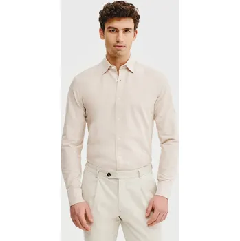 Pánská košile Béžová bavlněná pánská slim fit košile PAKO LORENTE vel XXL