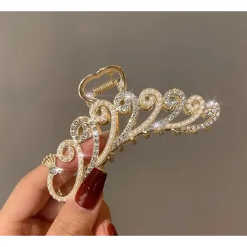 B-TOP Zlatý skřipec/ spona do vlasů ve tvaru páva se zirkony