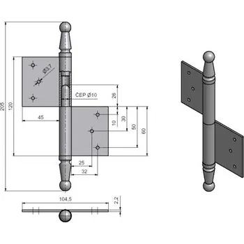 pant Závěs dveřní zadlabací bez okrasy 100