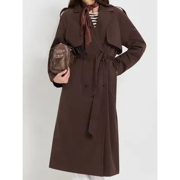 Dámský kabát Sinsay - Klasický trenčkot s páskem - tmavě hnědá - 180GZ-89X - 180GZ-89X-XL