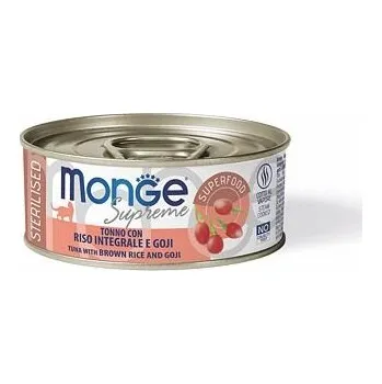 Krmivo pro kočku MONGE SUPREME STERILISED tuňák s hnědou rýží a goji pro kočky 80 g