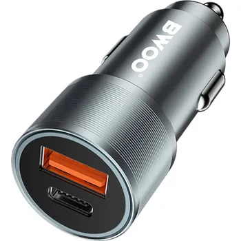 BWOO BO-CC73 rychlonabíječka do auta s výstupem USB-C PD 20W + USB-A QC 18W / stříbrná
