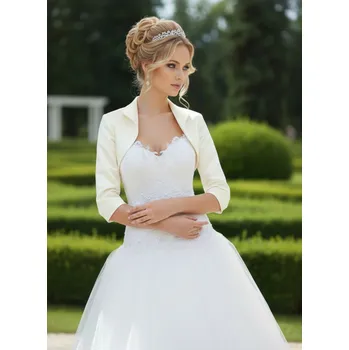 Bolerko Saténové svatební bolerko s 3/4 rukávem - ivory: BF-27 Vybraná velikost: XL