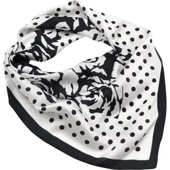 Šátek Šátek - černobílý s růžemi a puntíky
