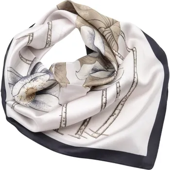 Šátek Šátek - bílý s květinovým potiskem