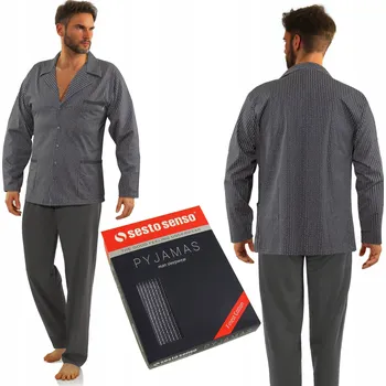 Pánské pyžamo SESTO SENSO pánské pyžamo na knoflíky bavlna XL