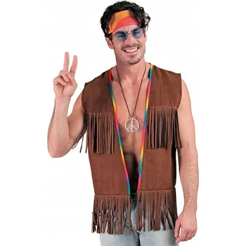 Karnevalový kostým Vesta Hipisa, hnědá, Hippis, 70. léta, kostým S/M