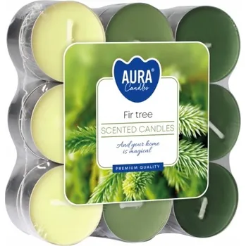 Svíčka Parafínová čajová svíčka Jedle Aura 18 ks