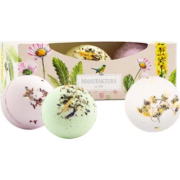 bomba do koupele Manufaktura Dárková sada 3 koupelové koule – Růže, Louka, Sedmikráska