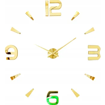 Hodiny HODINY NÁSTĚNNÉ MODERNÍ VELKÉ 70-130 CM SAMOLEPICÍ ZRCADLOVÉ 3D DIY