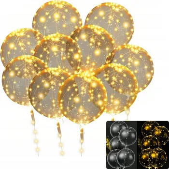 Balónek 10 KS LED BALÓNKY SVÍTÍCÍ VELKÉ SILNÉ SVĚTÝLKA NA TYČCE DEKORACE SVÍTÍ