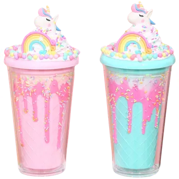dětská jídelní sada Unicorn (Jednorožci) Kelímek s víčkem a brčkem Duhový jednorožec 480 ml - více variant