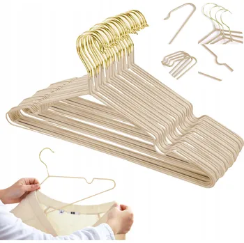 Věšák WIESZAKI NA UBRANIA VĚŠÁKY DO SKŘÍNĚ NA OBLEČENÍ ZLATÉ 20 KS