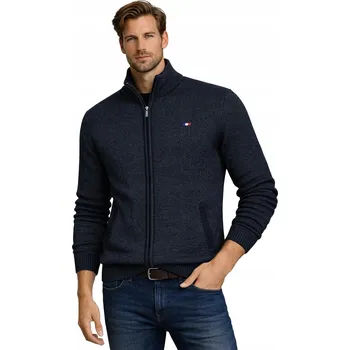 Pánský svetr PÁNSKÝ SVETR NA ZIP - MQ-2836-PL GRANATOWY klasický bavlna elegantní